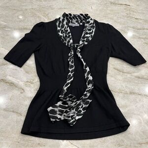 Classiques Entier | Knit Blouse with Attached Scarf‎ | Size Small